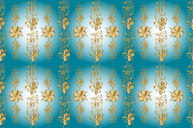 Kusursuz klasik altın desen. Kahverengi, mavi ve nötr renklerde altın desenli altın elementler. Geleneksel oryantasyon süsü. Klasik vintage arkaplan.