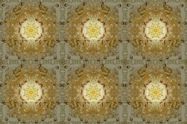 Golden Element Yellow Beige Brown Colors Antique Golden Repeatable Wallpaper — Stockfoto