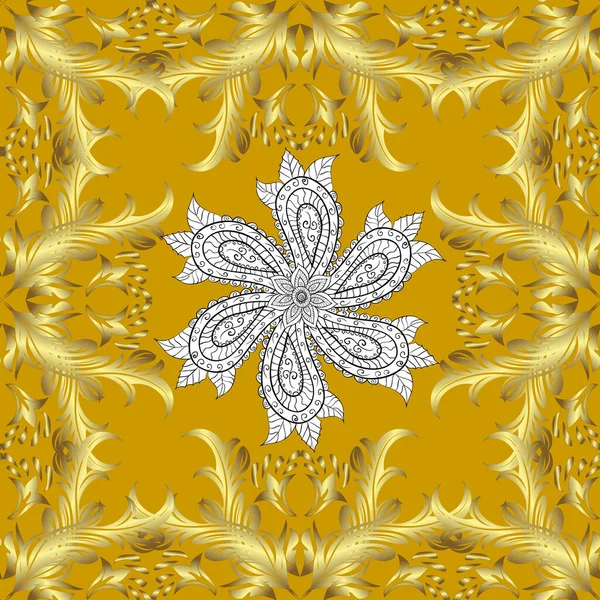Orientalisches Klassisches Neutrales Weißes Und Gelbes Und Goldenes Muster Nahtloser — Stockfoto