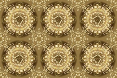 Klasik altın pürüzsüz desen. Çiçek süsü kumaş deseni, cam, çiçek desenli altın elementli doğal, kahverengi ve bej renkler..