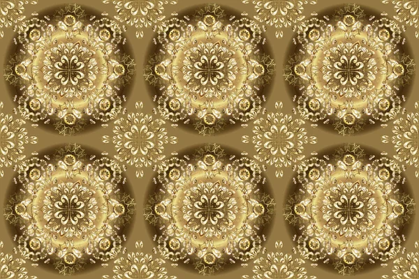 Classic Golden Seamless Pattern Floral Ornament Brocade Textile Pattern Glass —  Fotos de Stock