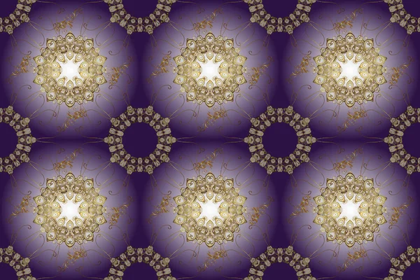 Vintage Seamless Pattern Brown Neutral Violet Colors Golden Elements Christmas - Stock-foto