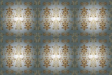 Bej, gri ve nötr renklerde altın element. Damask pürüzsüz yineleme kalıbı. Antika altın tekrarlanabilir duvar kağıdı. Barok tarzında altın çiçekli süs..