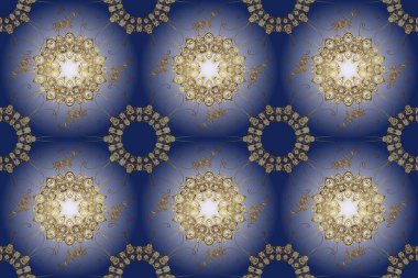 Duvar kâğıdı barok, İspanyol kumaşı. Kusursuz çiçek deseni. Kahverengi, nötr ve mavi renklerde grafiksel, kusursuz desen. Kusursuz arkaplan.