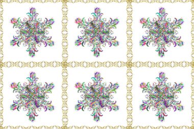 Intricate floral design element for wallpaper, gift paper, fabric print. Boho abstract seamless pattern. Colorful colored tile mandala on a green, neutral and white colors. Unusual ornament decoration