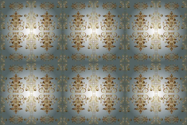 Golden Element Beige Gray Neutral Colors Damask Seamless Repeating Pattern — Stock Photo, Image