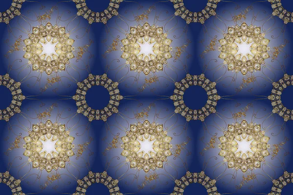 壁紙のバロック ダマスク シームレスな花柄 ブラウン ニュートラル ブルーのグラフィックモダンなシームレスパターン シームレスな背景 — ストック写真