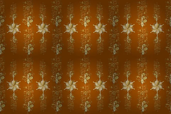 Rizos Textura Dorada Sin Costuras Brillante Encaje Flores Estilizadas Paisley — Foto de Stock
