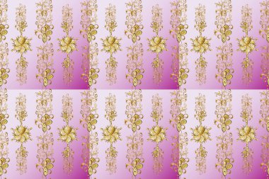 Tarafsız, sarı ve kahverengi renklerde grafiksel modern kusursuz desen. Kusursuz bir geçmişi var. Duvar kâğıdı barok, İspanyol kumaşı. Kusursuz çiçek deseni.