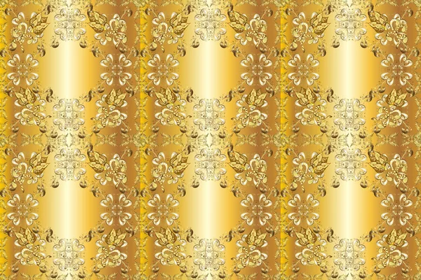 Damask Seamless Pattern Repeating Background Golden Floral Ornament Baroque Style — Photo