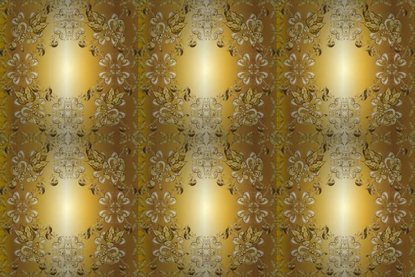 Vector Golden Mehndi Seamless Pattern Pattern Brown Yellow Beige Colors — Stockfoto