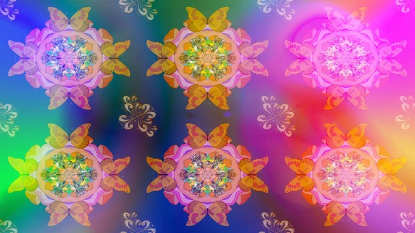 Unusual Greeting Oriental Boho Chic Style Raster Invitation Colored Mandala — Stock Photo, Image