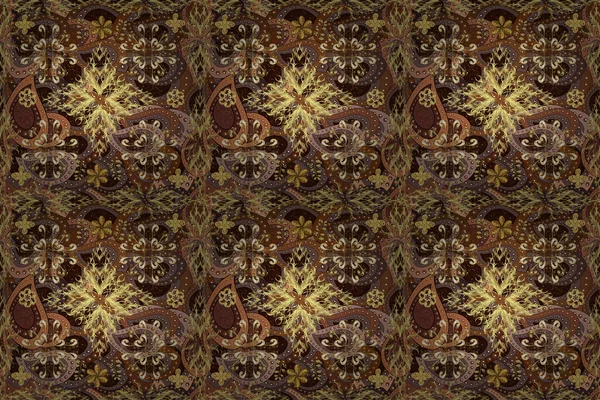 Vintage Seamless Pattern Yellow Brown Neutral Colors Golden Elements Christmas — Stock fotografie
