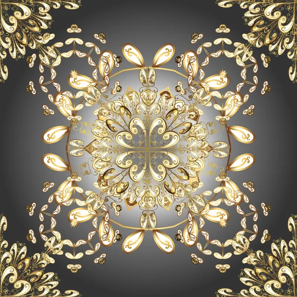 Χρυσό Πρότυπο Μοτίβα Χρυσά Στοιχεία Κλασσική Λουλουδάτη Υφή Βέκτορ Βασιλικό — Διανυσματικό Αρχείο