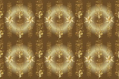 Klasik altın pürüzsüz desen. Geleneksel oryantasyon süsü. Klasik klasik klasik arka plan. Tarafsız, kahverengi ve bej renklerde altın elementlerle kusursuz desen.