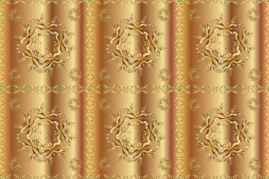 Altın desenli sarı, bej ve kahverengi, altın elementli. Noel, kar tanesi, yeni yıl. Sarı, bej ve kahverengi renkli ve altın elementli klasik desen.