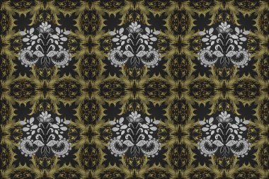 Noel, kar tanesi, yeni yıl. Sarı, nötr ve gri renklerde altın elementlerle klasik desen.