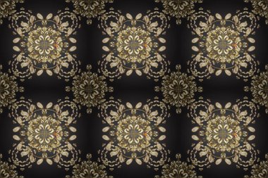 Gri, bej ve kahverengi renklerde altın elementlerle kusursuz desen. Geleneksel oryantasyon süsü. Kusursuz klasik altın desen. Çizim. Klasik vintage arkaplan.