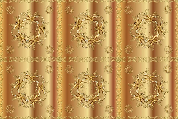 Golden Pattern Yellow Beige Brown Colors Golden Elements Christmas Snowflake — Stock Photo, Image