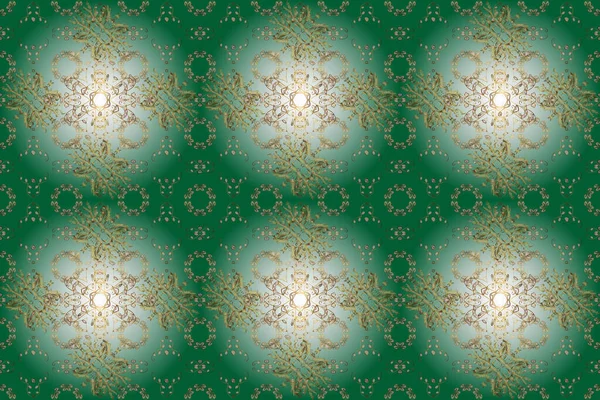 Ornamentale Dekoration Goldenes Muster Auf Einem Grünen Blauen Und Neutralen — Stockfoto