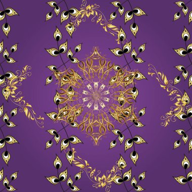 Gri, mor ve menekşe renkleri üzerinde altın tekrarlayan elementlerle soyut bir arkaplan. Kusursuz oryantal klasik altın desen.