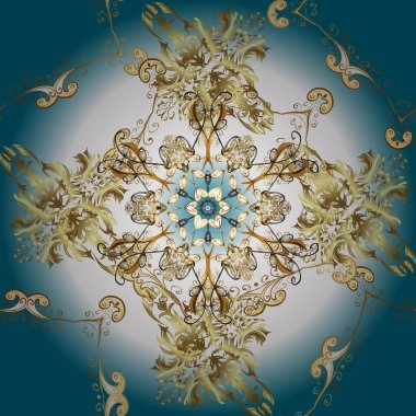 Tarafsız, beyaz ve mavi renkler üzerinde grafiksel modern kusursuz desen. Kusursuz çiçek deseni. Kusursuz vektör arkaplanı. Duvar kâğıdı barok, İspanyol kumaşı.