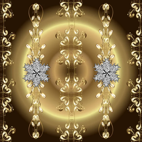 Beige, neutral and brown and golden pattern. Elegant vector classic pattern. Seamless abstract background with repeating elements.