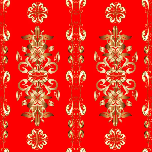 Golden Color Seamless Illustration Golden Seamless Pattern Beige Brown Red — Stock vektor