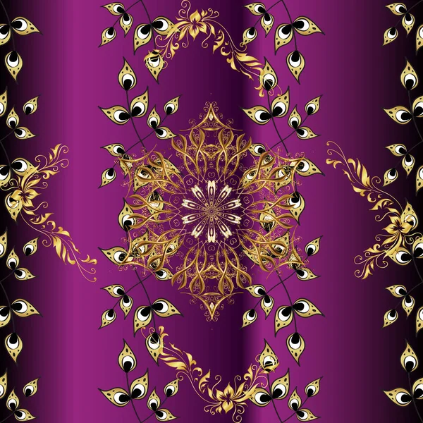 Kusursuz soyut bir arkaplan. Oriental klasik kahverengi, mor, siyah ve altın desenli.