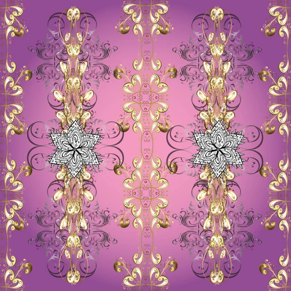 Patrón Tradicional Dorado Patrón Oriental Clásico Sobre Colores Púrpura Violeta — Foto de Stock