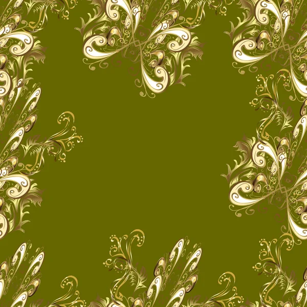 Klassiskt Gyllene Sömlöst Mönster Blommig Prydnad Brokad Textil Mönster Glas — Stockfoto