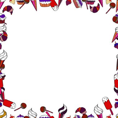 Vektör arka plan seamless modeli el ile çerçeve doodle çizilmiş. Doodles'ın çerçeve beyaz, kırmızı ve siyah sınır oluşur. Seamless modeli.