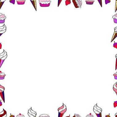 Sınır tasarımı, karalama sanatının bir örneğidir. Kusursuz desen. Vektör. Dekoratif vintage çerçeveler ve sınırlar. Karalama desen biçimi.