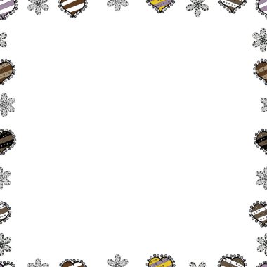 Beyaz, siyah ve gri renkli resim. Vektör. Davetiye, broşür, poster simgeleri. Elle çizilmiş karalama çerçeveleri. Kusursuz..