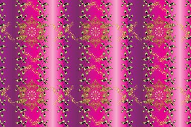 Kusursuz bir doku. Klasik lüks, eski moda İspanyol aksesuarı, kraliyet Victoria mezhebi. Raster Damaske 'nin kusursuz desen arka planı. Morumsu, pembe, mor renkli resimler. Zarif çiçekli barok şablonu