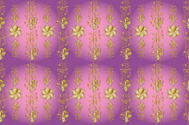 Raster. Mor, mor, pembe renkli bir resim. Sevimli, pürüzsüz bir arka plan. Klasik lüks eski moda İspanyol süsü, kraliyet Victoria dönemi duvar kağıtları için dikişsiz kumaş, tekstil..