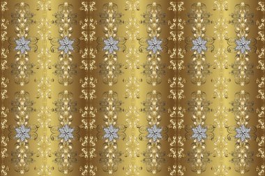 Arabesk ile klasik model. Geleneksel klasik sarı, nötr ve kahverengi renk süsleme elementleri. Arabesk ve çiçekli doğu raster desenleri. Kusursuz..