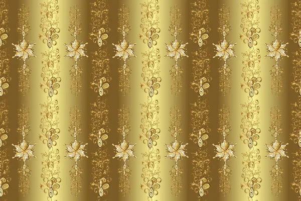 Pictures in neutral, brown and yellow colors. Seamless abstract background with cute elements. Fantasy illustration. Orient background. Orient raster classic vintage pattern.
