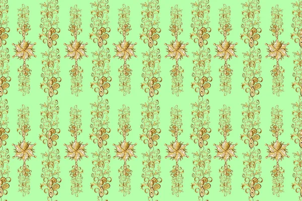 Fantasy nice illustration. Damask orient ornament. Orient brown, yellow and green ornament for fabric, wallpaper and packaging. Classic vintage background. Classic seamless raster pattern.