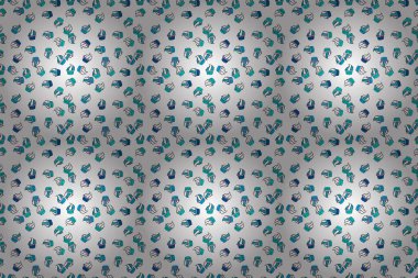 Beyaz, mavi ve siyah. Sonsuz desen, beyaz, mavi ve siyah arkaplan. Paket kağıdı. Raster illüstrasyonu. Krema. Tatlı tatlılar ile kusursuz desen.