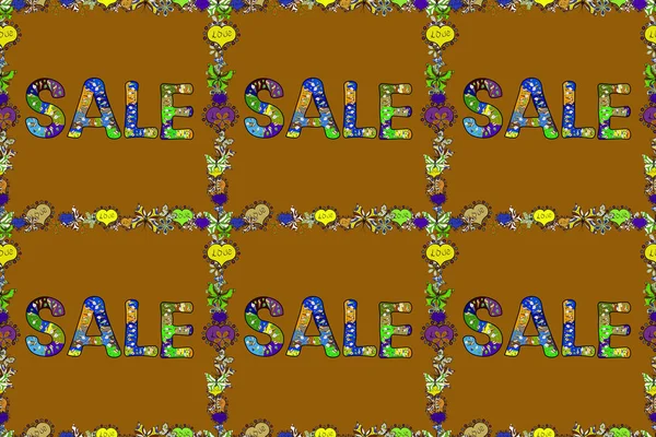 Hediye çeki, kupon, suluboya boya şablonu moda çizgili arka planda karpuz desenli. Raster illüstrasyonu. Sıcak yaz satışı harfleri sarı, kahverengi ve siyah renklerde..