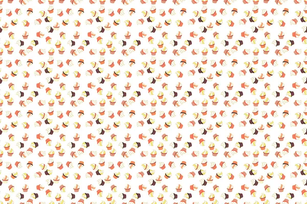 For food poster design. Cake muffin cute seamless pattern. Raster. Nice birthday pattern on white, neutral and beige.
