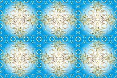 Kusursuz kıvırcık saçlar. Doğulu stil altın deseni altın elementlerle birlikte nötr, beyaz ve mavi renklerde arabesliyor. Altın desen.