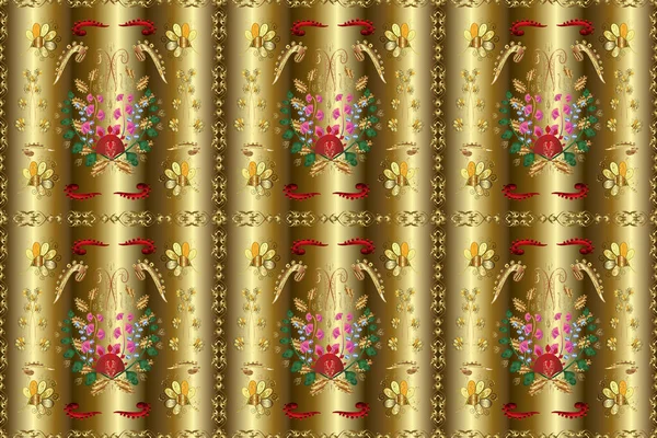 Seamless Pattern Beige Neutral Brown Colors Golden Elements Classic Golden — Foto de Stock