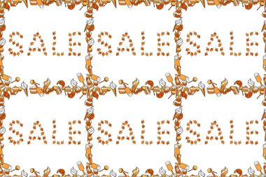 Beyaz, siyah ve turuncu renkli resim. Baskı tasarımı için şablon, afiş, poster, ilan. Raster. Sosyal medyada yaz yarışmaları için bağış pankartı. Kusursuz desen.