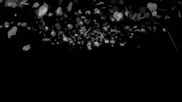 Фон Съемки Движения Красочными Элементами Раскрашенные Снежинки Сердца Любовью — стоковое видео
