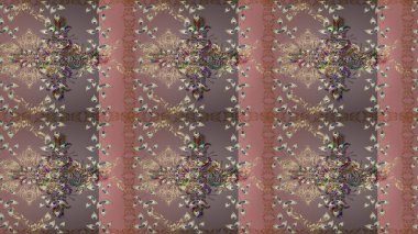 Kahverengi, bej ve gri renklerde altın tekrarlayan elementlerle soyut arkaplan. Eskiz oryantal klasik altın desen.