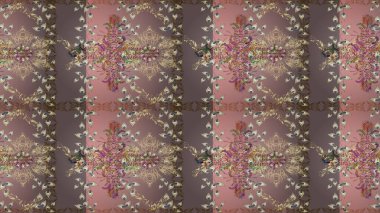 Kahverengi, nötr ve bej renklerdeki altın desenli altın elementler. Raster klasik barok çiçek deseni altın rengi. Lüks, kraliyet ve Viktorya dönemi konsepti. Süsleme.