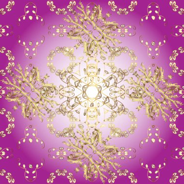 Mor renkli resimler, menekşe rengi. Zarif çiçekli barok şablonu. Klasik lüks, eski moda İspanyol aksesuarı, kraliyet Victoria mezhebi. Vektör damaskesiz şablon arkaplanı. Kusursuz doku.