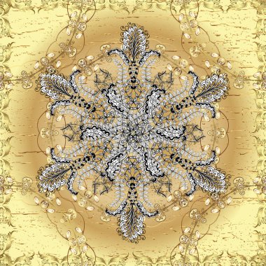 Kusursuz. Posterler, Pankartlar, Davetiyeler, Afişler, Rozetler için klasik tasarım koleksiyonu. Süslü Retro Barok dekorasyon elementi. Bej renkli, sarı renkli bir resim